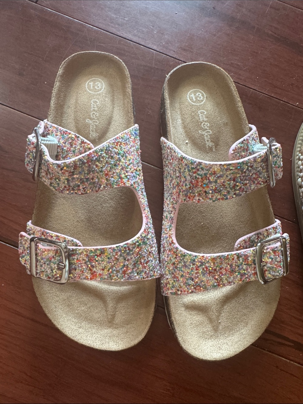 Cat & Jack Glitter Double-Strap Sandals - Pastel Multi
